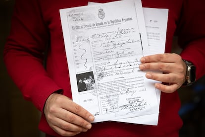 Certificado de nacimiento español de la bisabuela de Juan Manuel de Hoz Usubiaga.