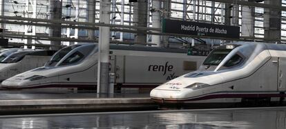 Trenes de Renfe en la estación madrileña Puerta de Atocha.