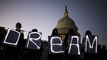 Una manifestación en apoyo al programa de Acción Diferida para los Llegados en la Infancia (DACA) frente al Capitolio de Estados Unidos, en 2018.