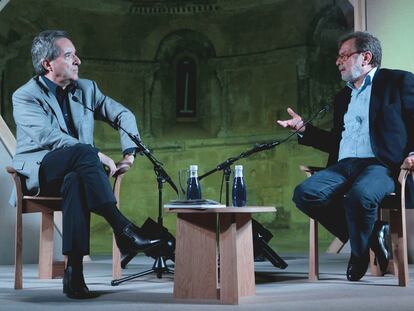 Iñaki Gabilondo y Juan Luis Cebrián, ayer en su charla en el Hay Festival de Segovia.