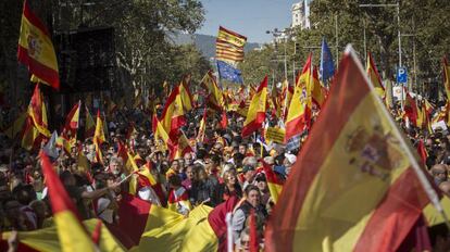 Manifestación constitucionalista en Barcelona, el pasado 27 de octubre.