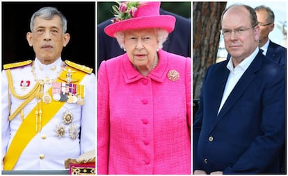 El rey Rama X de Tailandia, la reina Isabel II y Alberto de Mónaco.