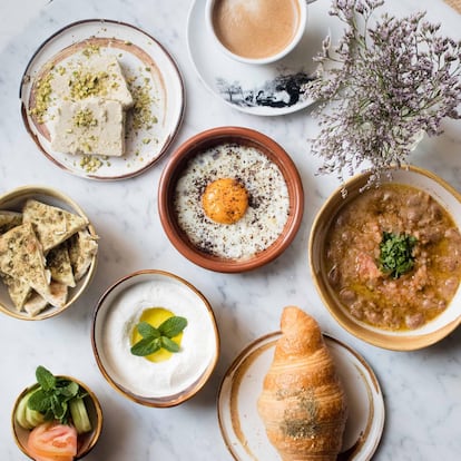 Imagen de diversos platos del restaurante libanés Mune, en Madrid.