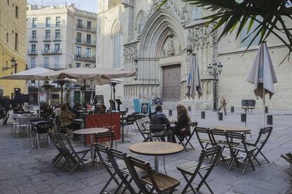  Una de las terrazas del centro de Barcelona.