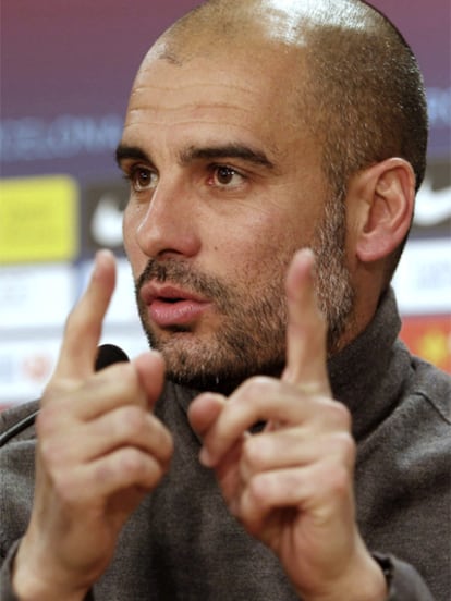 Guardiola, durante la rueda de prensa