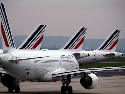 Aviones de Air France en el aeropuerto Charles de Gaulle de París.