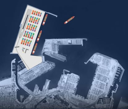 Simulación de la futura terminal del Puerto de Valencia, en una imagen cedida por la Autoridad Portuaria.