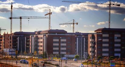 Promoción de viviendas en construcción, en Madrid.