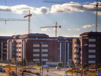 Promoción de viviendas en construcción, en Madrid.