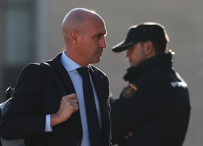 Luis Rubiales, expresidente de la Real Federación Española de Fútbol (RFEF), ante la Audiencia Nacional, el pasado 14 de febrero.