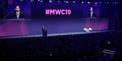 José María Álvarez-Pallete Lopez, presidente de Telefónica, en la apertura del Mobile World Congress (MWC) de Barcelona