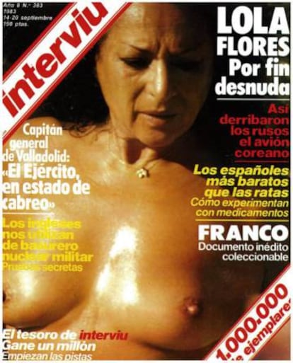 Lola Flores en el robado posado con el que apareció en la revista.