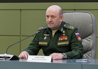 Igor Kirillov, teniente general y encargado de las Fuerzas de Defensa Nuclear, Biológica y Química (NBQ) de las Fuerzas Armadas de Rusia, en una imagen facilitada por el Ministerio de Defensa Ruso.