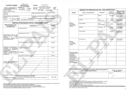 Declaración de bienes de Alberto Núñez Feijóo actualizada en el Senado el pasado 18 de agosto.