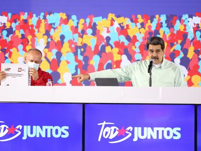 Nicolás Maduro junto al presidente de la Asamblea Nacional, Diosdado Cabello