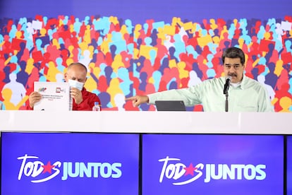 Nicolás Maduro junto al presidente de la Asamblea Nacional, Diosdado Cabello