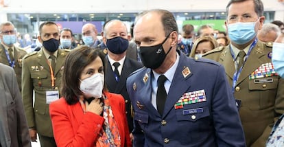 La ministra de Defensa, Margarita Robles, r en la inauguración de Feindef.