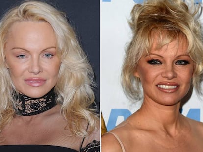 Pamela Anderson en la Gala de Sean Penn este año. Y en junio de 2016.