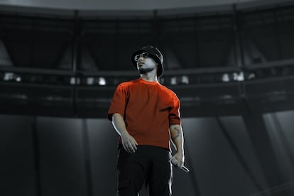 The singer Dellafuente during his concert, at the Riyadh Air Metropolitano stadium, on June 20, 2025, in Madrid (Spain). 