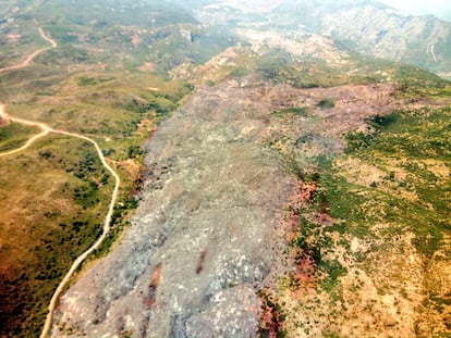 Vista de las hectáreas arrasadas en Vall de Gallinera