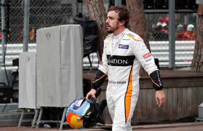 Fernando Alonso tras abandonar el GP de Mónaco.