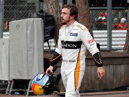 Fernando Alonso tras abandonar el GP de Mónaco.