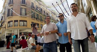 José Luis Centella, Alberto Garzón y Antonio Maíllo, en Málaga.