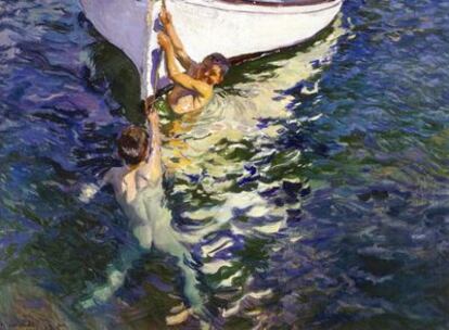 <i>El bote blanco. Jávea, 1905,</i> óleo de Joaquín Sorolla.