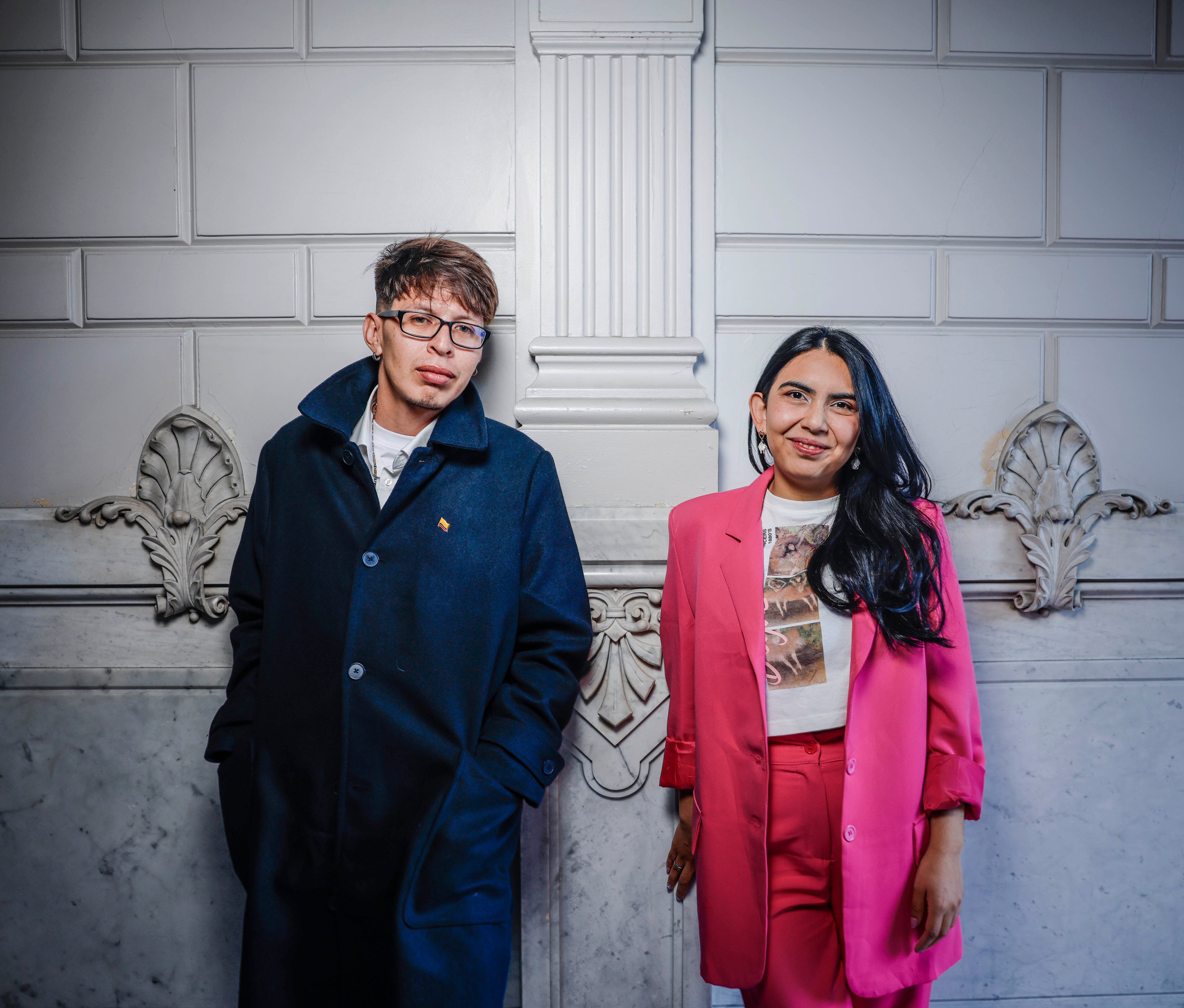 Yeisson Vargas y Valeria Guzmán, ganadores del concurso de relato migrante.  