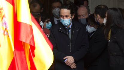 El vicepresidente Pablo Iglesias, este domingo, en el acto de aniversario de la Constitución.