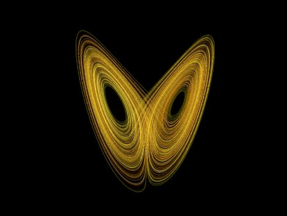 Diagrama de la trayectoria del sistema de Edward Lorenz.