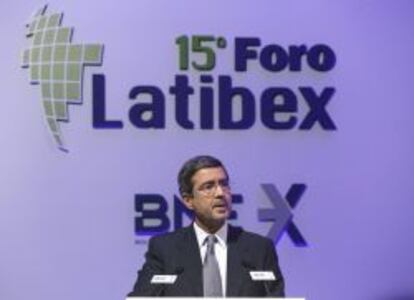 El secretario de Estado de Econom&iacute;a, Fernando Jim&eacute;nez Latorre, durante su intervenci&oacute;n en la inauguraci&oacute;n del XV Foro Latibex.