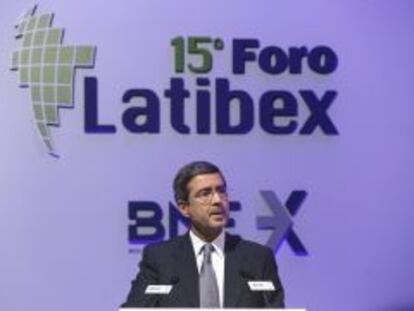 El secretario de Estado de Econom&iacute;a, Fernando Jim&eacute;nez Latorre, durante su intervenci&oacute;n en la inauguraci&oacute;n del XV Foro Latibex.