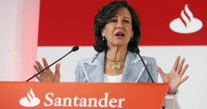 La presidenta del Banco Santander, Ana Botín, durante la rueda de prensa de presentación de la cuenta de resultados de la entidad.