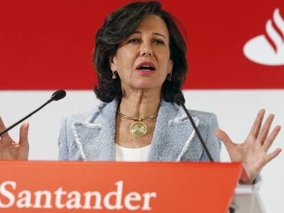 La presidenta del Banco Santander, Ana Botín, durante la rueda de prensa de presentación de la cuenta de resultados de la entidad.