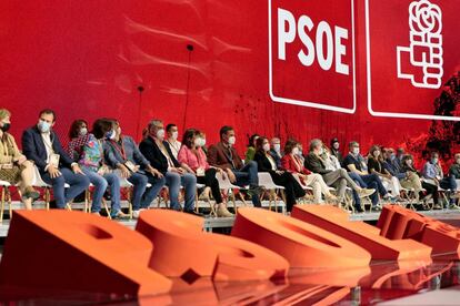 El presidente del Gobierno y secretario general del PSOE, Pedro Sánchez, en el Congreso socialista que se celebra este sábado en Valencia.