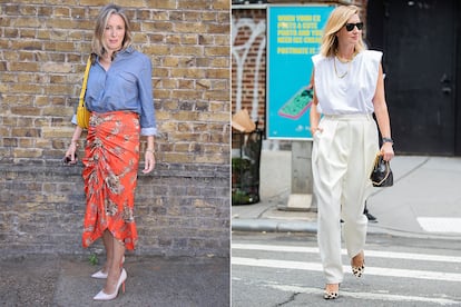 Stephanie Phair, presidenta del British Fashion Council, y Lisa Aiken, directora de compras de Moda Operandi, durante la semana de la LFW.