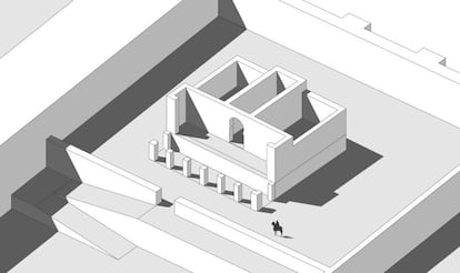 Reconstrucción digital del edificio hallado en Medina Azahara.