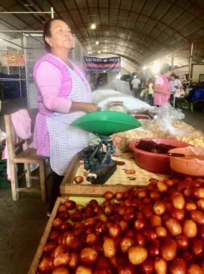 Puesto de comida en el tianguis de Xixitl, en San Pedro de Cholula.