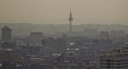 A view of Madrid taken Thursday from the Kio Towers in the north of the capital