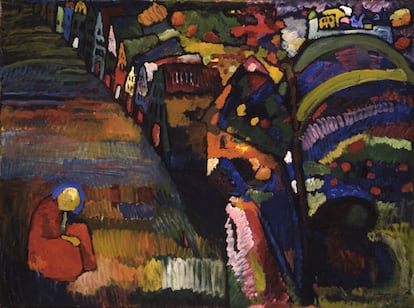 'Painting with Houses' by Wassily Kandinsky (1909), which was returned to the Lewenstein family.