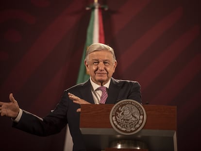 El presidente de México, Andrés Manuel López Obrador, durante la conferencia matutina diaria.