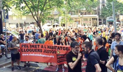 Manifestación de inquilinos en Barcelona, en una imagen de archivo.