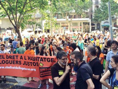 Manifestación de inquilinos en Barcelona, en una imagen de archivo.