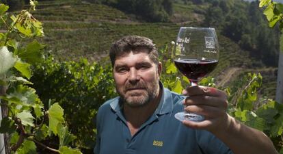 El bodeguero César Enríquez, en su finca de A Teixeira (Ourense)