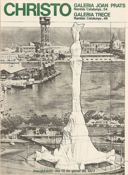 Cartell de la doble exposició de Christo a les galeries Joan Prats i Trece de Barcelona el 1977.