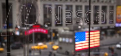 Logo del Nasdaq en la Bolsa de Nueva York