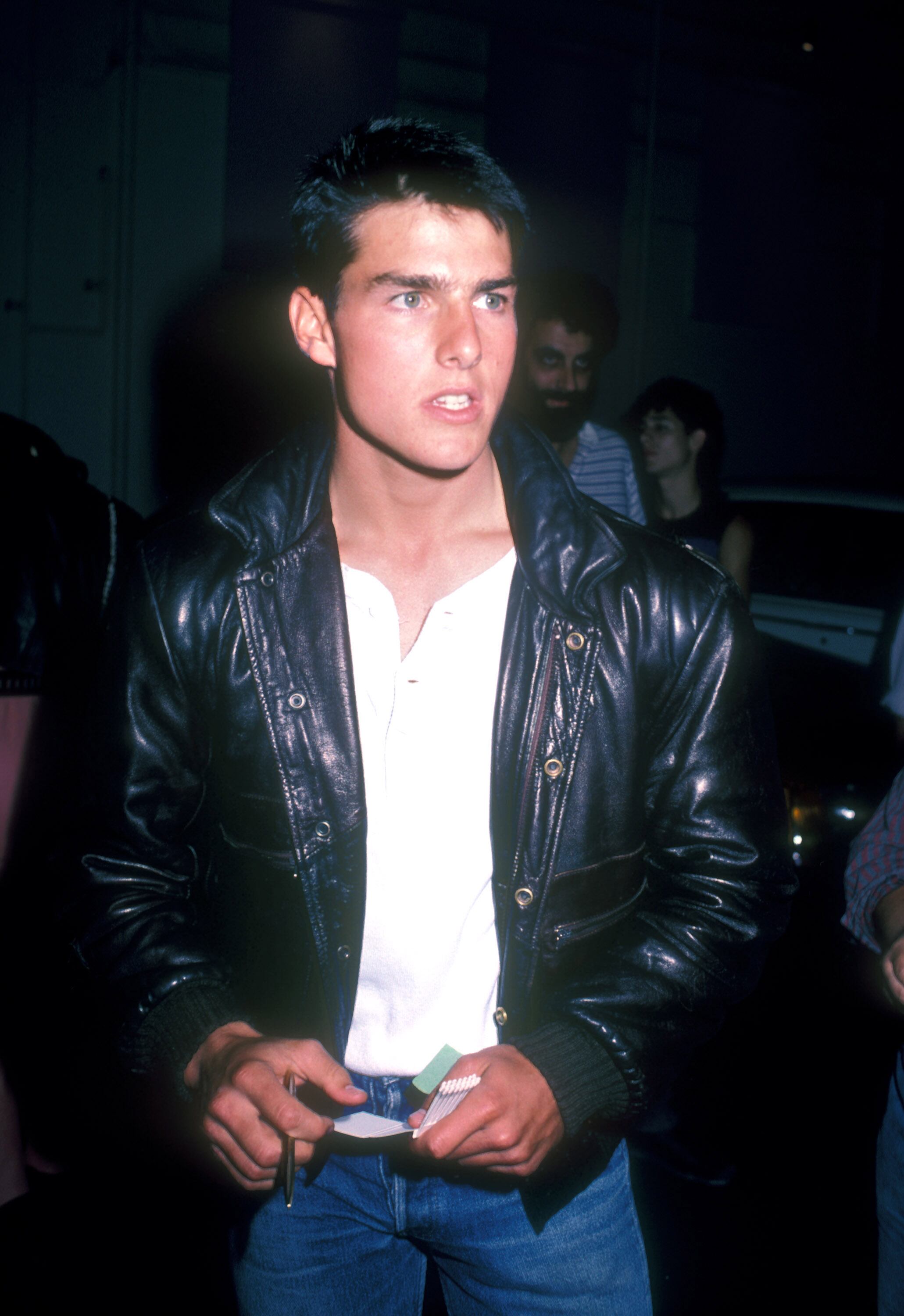 For a night out at the On The Rox club in California, Cruise wore a leather jacket, henley shirt and jeans.