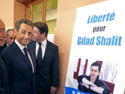 Sarkozy muestra su satisfacción tras la liberación de Gilad Shalit.