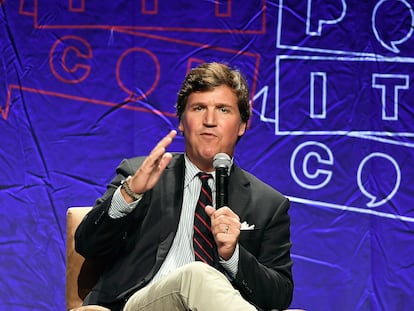 Tucker Carlson, durante una conferencia en el Centro de Convenciones de Los Ángeles el 21 de octubre de 2018.